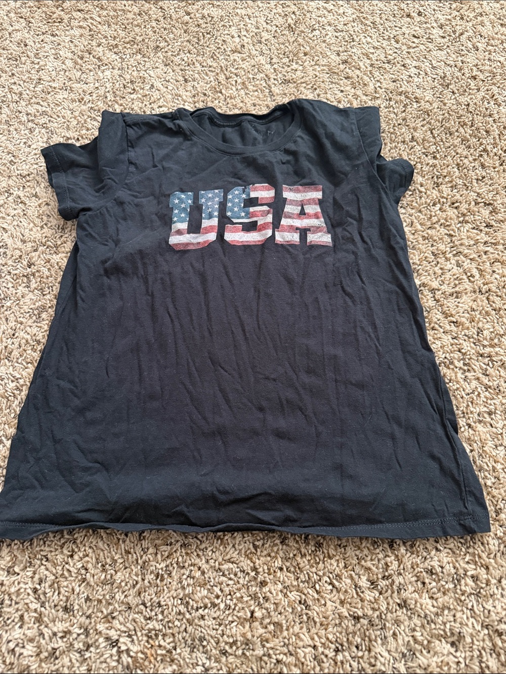 Gildan Black USA Flag Graphic Tee